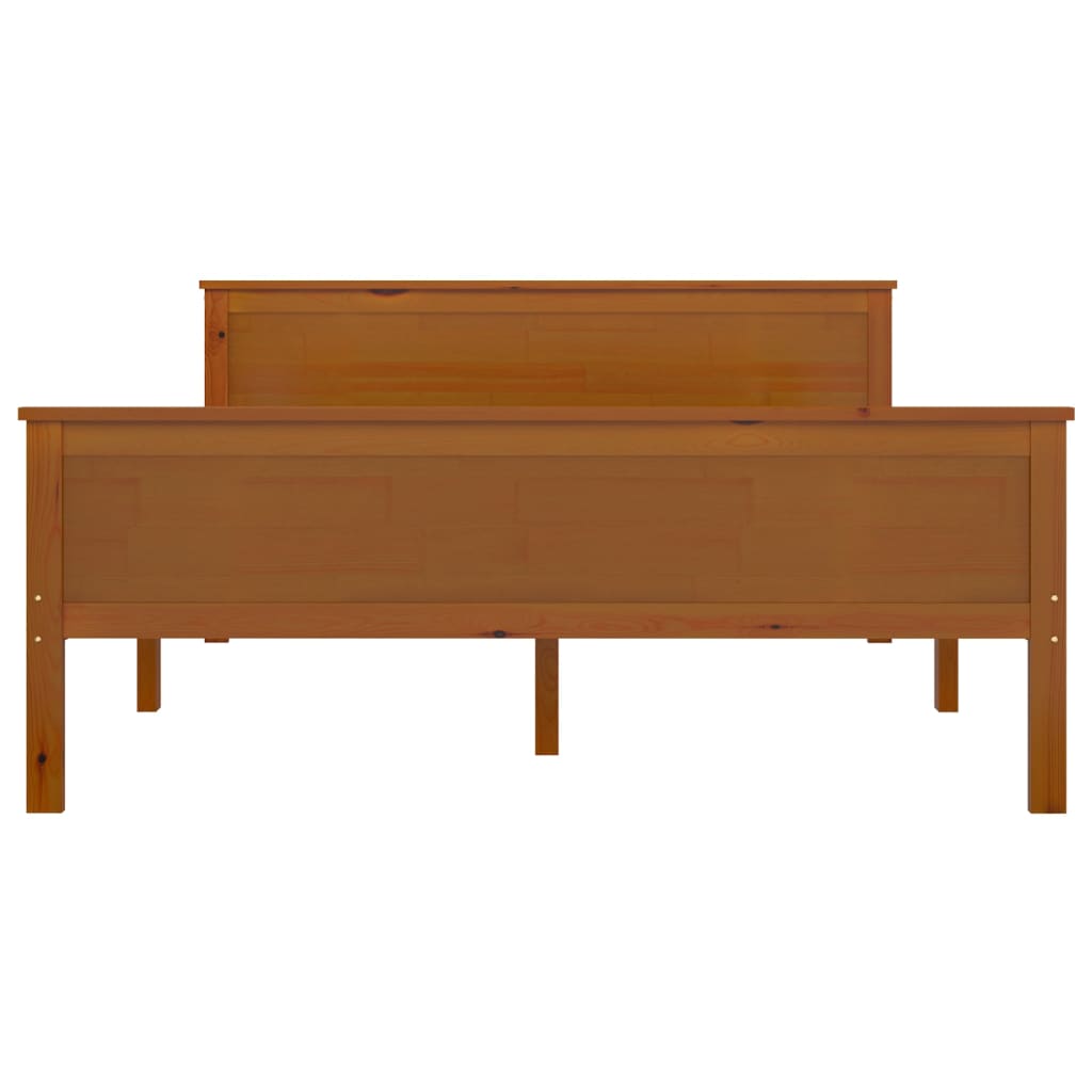 Solid wood bed honey brown pinewood 140x200 cm