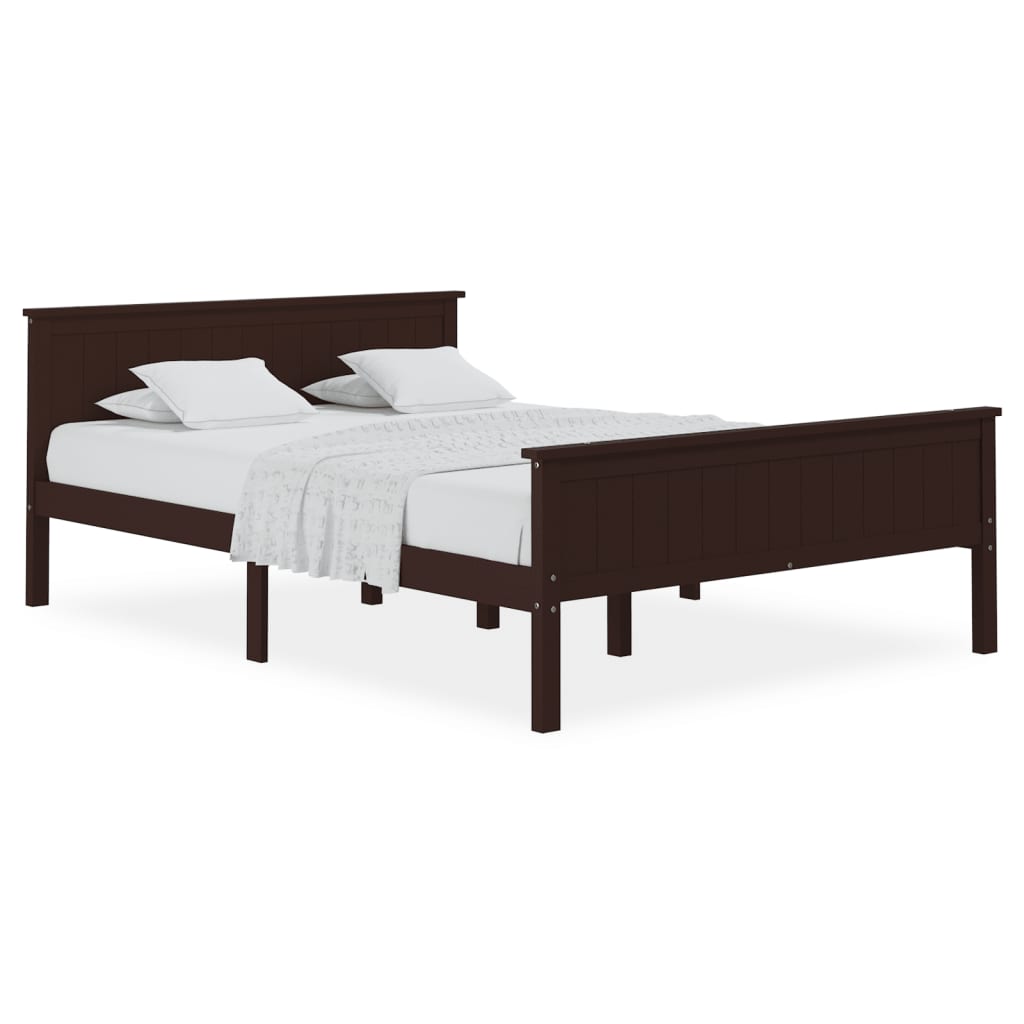 Solid wood bed dark brown pine 140x200 cm