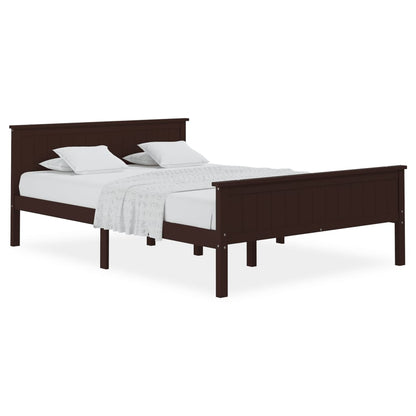 Solid wood bed dark brown pine 140x200 cm