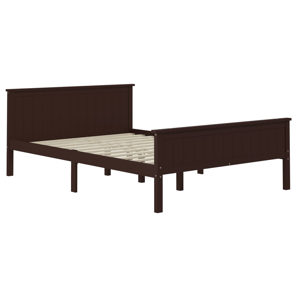 Solid wood bed dark brown pine 140x200 cm