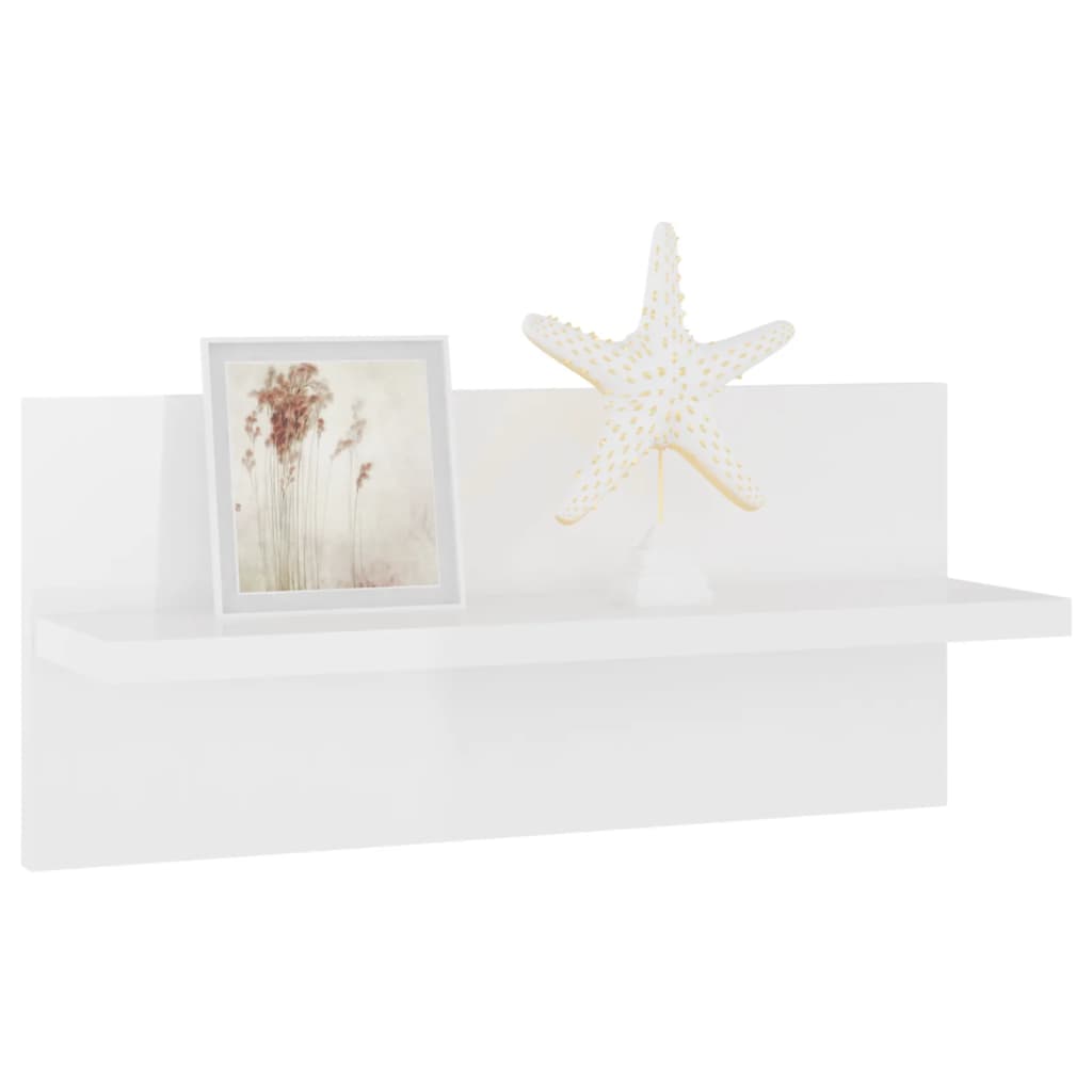 Zidne police 2 kom visoki sjaj bijela 40x11,5x18 cm