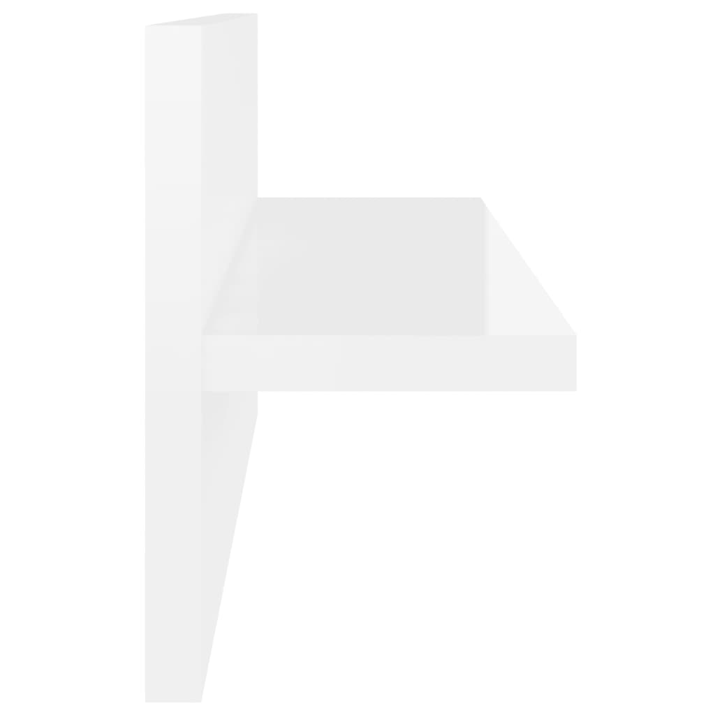 Zidne police 2 kom visoki sjaj bijela 40x11,5x18 cm