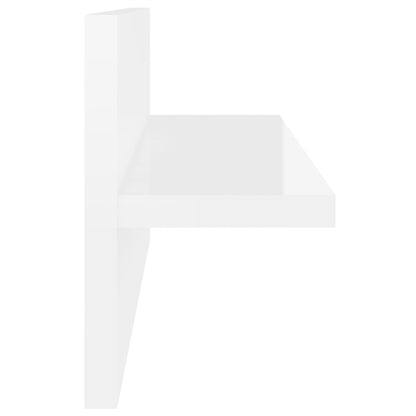 Zidne police 2 kom visoki sjaj bijela 40x11,5x18 cm