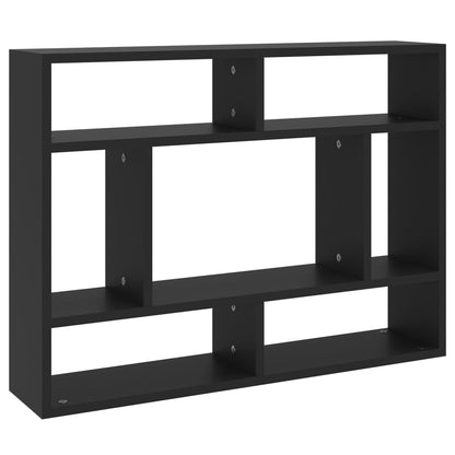 Wall shelf black 75x16x55 cm wood material