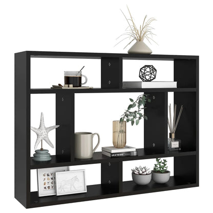 Wall shelf black 75x16x55 cm wood material