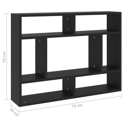 Wall shelf black 75x16x55 cm wood material