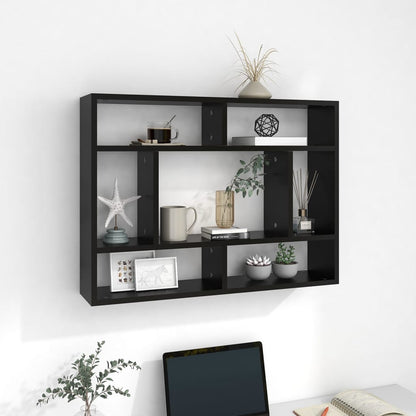 Wall shelf black 75x16x55 cm wood material