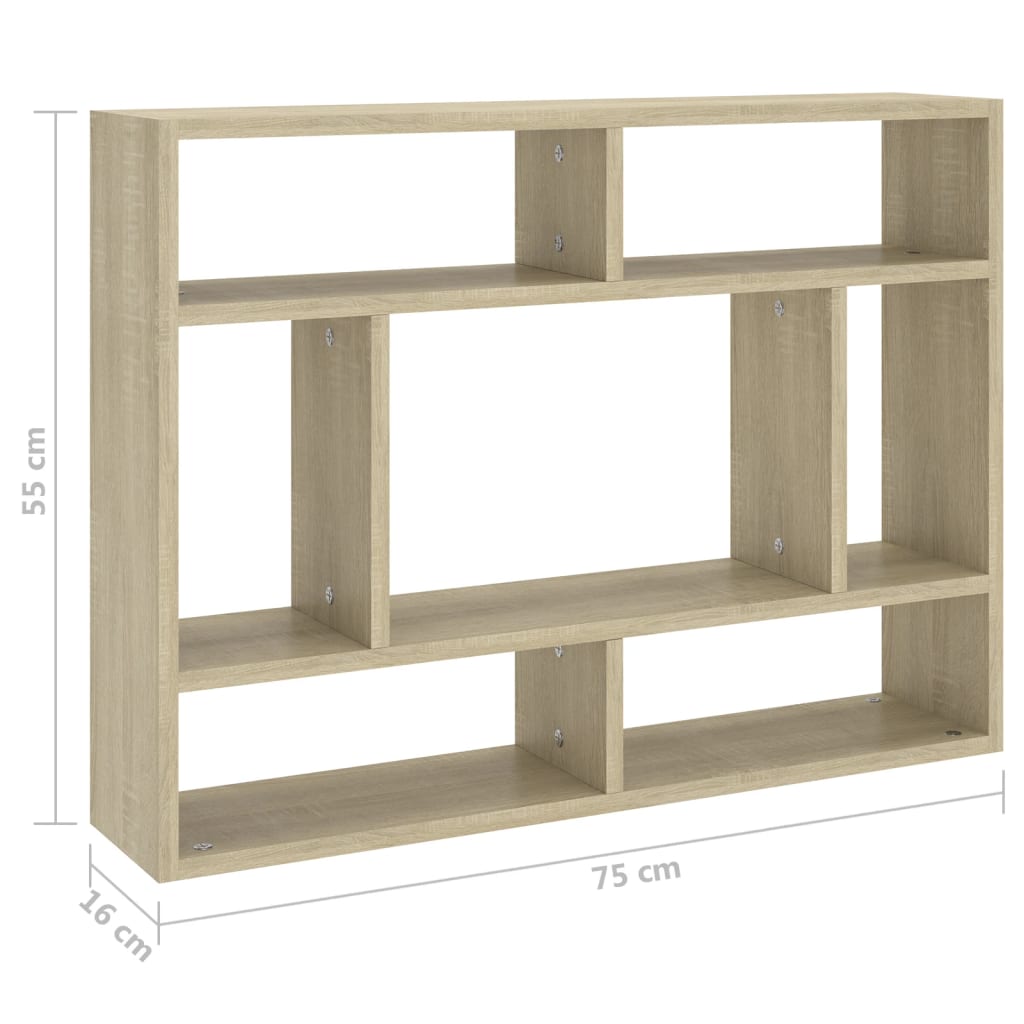 Wall shelf Sonoma oak 75x16x55 cm wood material