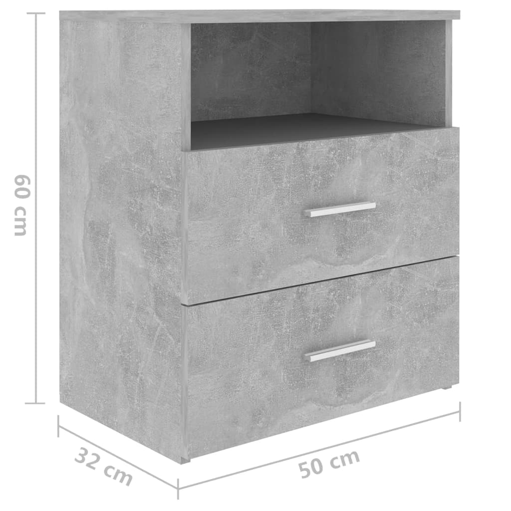 Bedside tables 2 pcs. Concrete grey 50x32x60cm