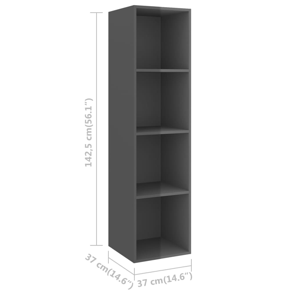 TV wall cabinets 4 pcs. High gloss grey wood material