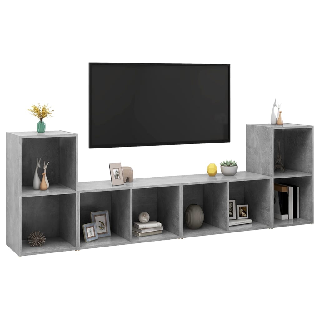 TV cabinets 4 pcs. Concrete grey 72x35x36.5 cm wood material