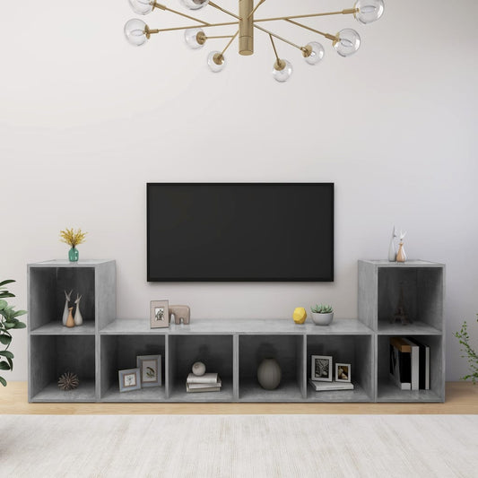 TV cabinets 4 pcs. Concrete grey 72x35x36.5 cm wood material