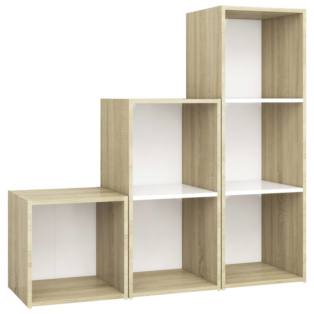 3-tlg. TV-Schrank-Set Weiß Sonoma-Eiche Holzwerkstoff