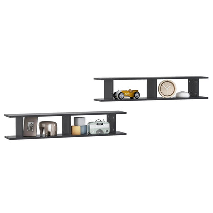 Zidne police 2 kom sive 105x18x20 cm drvo materijal