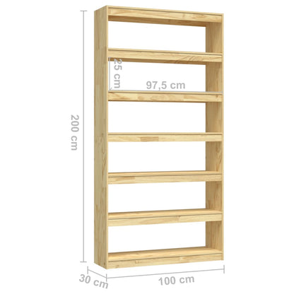 Bookcase/room divider 100x30x200 cm solid pine wood