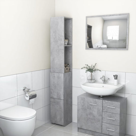 Bathroom cabinet concrete grey 25x26.5x170 cm wood material