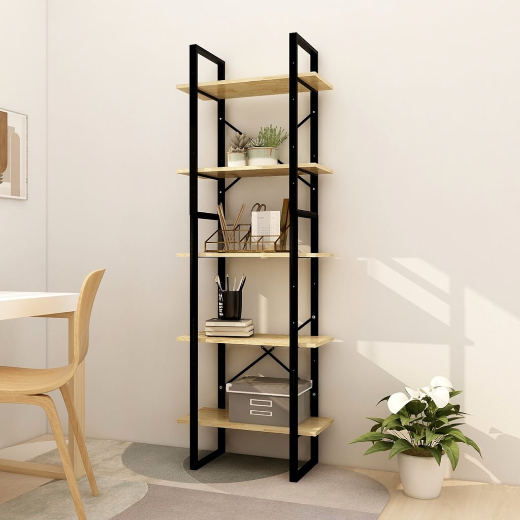 Bookcase 5 compartments 60x30x175 cm solid pine