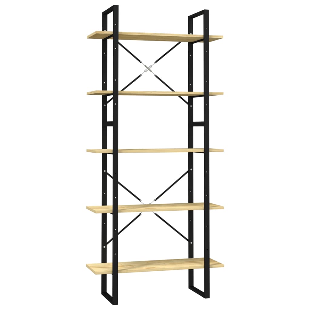 Bookcase 5 compartments 80x30x175 cm solid pine