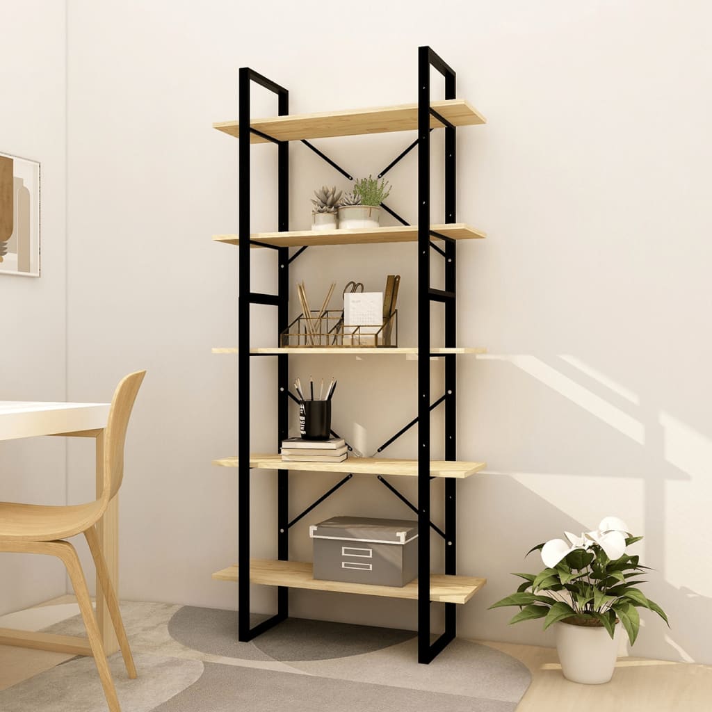 Bookcase 5 compartments 80x30x175 cm solid pine