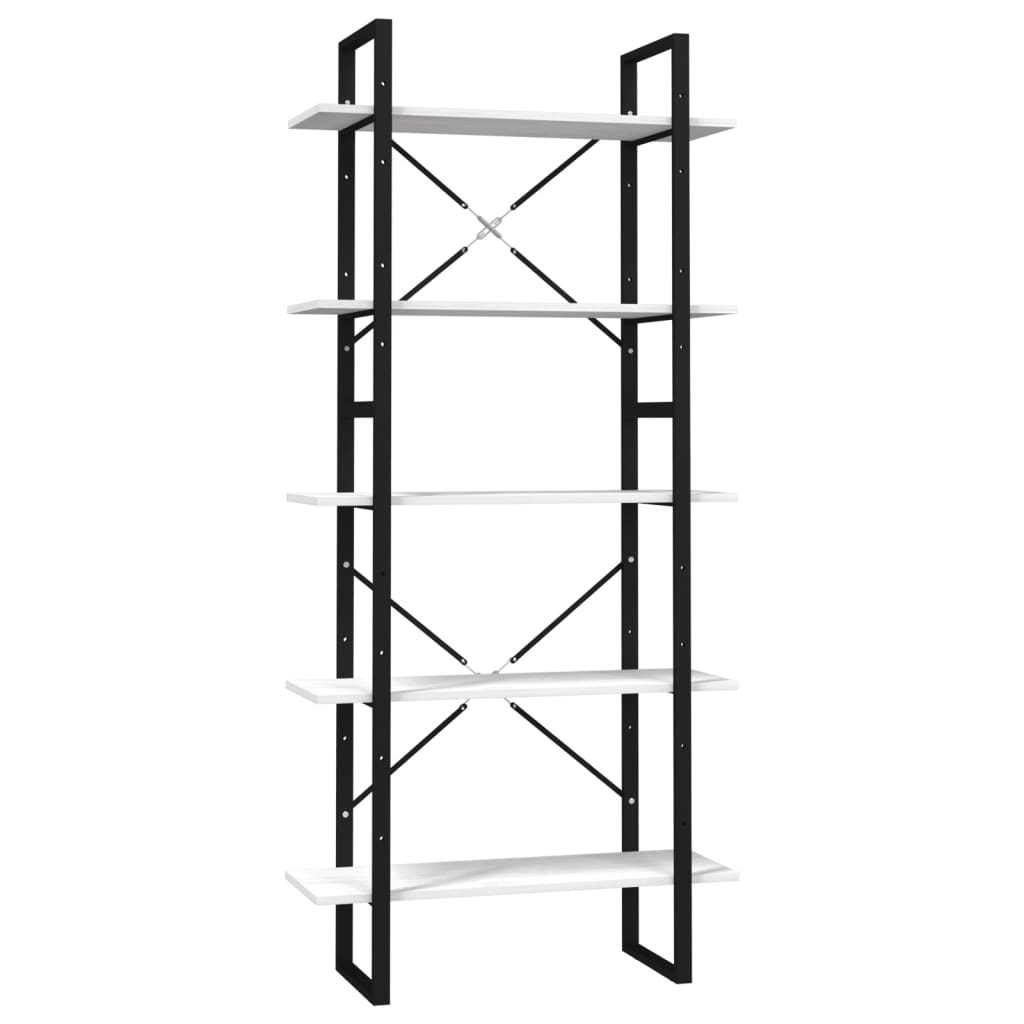 Bookcase 5 compartments white 80x30x175 cm solid pine