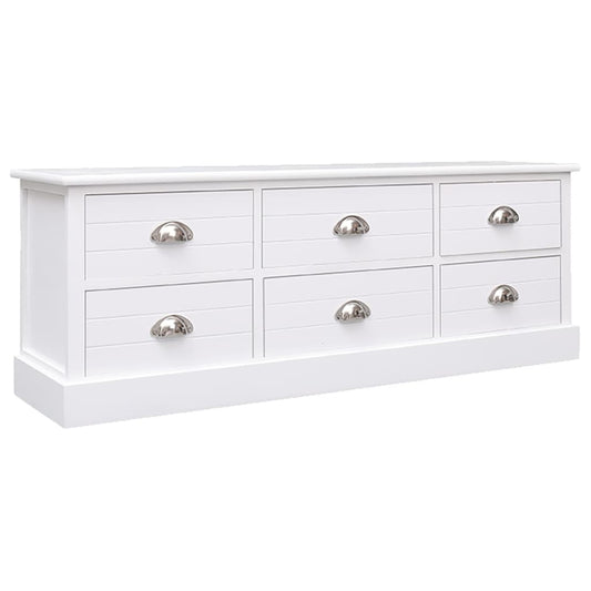 TV cabinet white 108x30x40 cm solid wood Paulownia