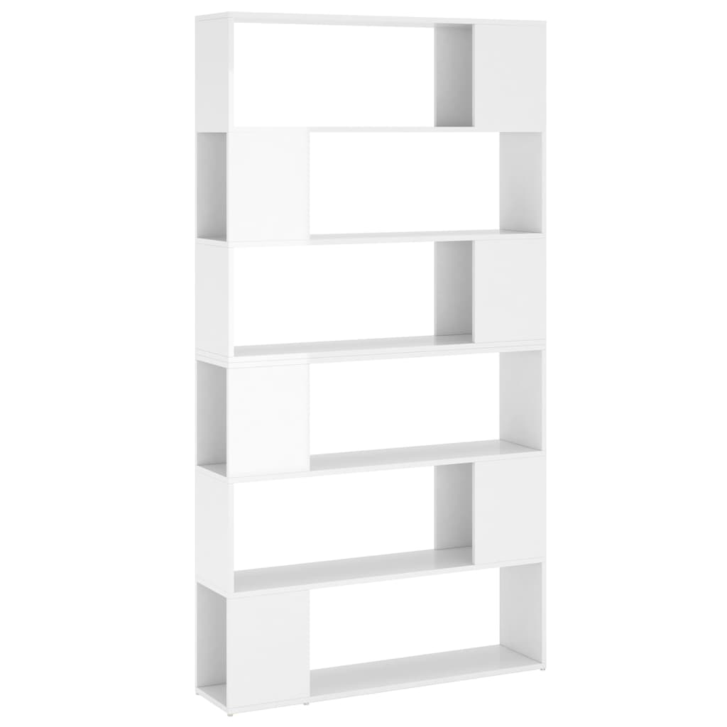 Bookcase room divider high gloss white 100x24x188 cm