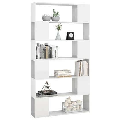 Bookcase room divider high gloss white 100x24x188 cm