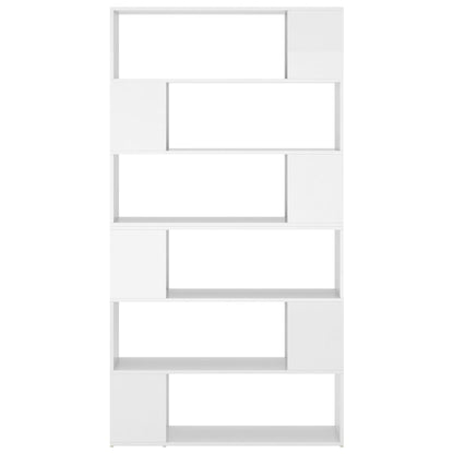 Bookcase room divider high gloss white 100x24x188 cm