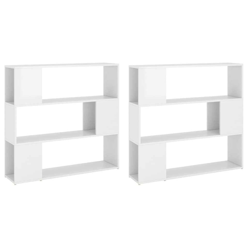 Bookcase room divider high gloss white 100x24x188 cm