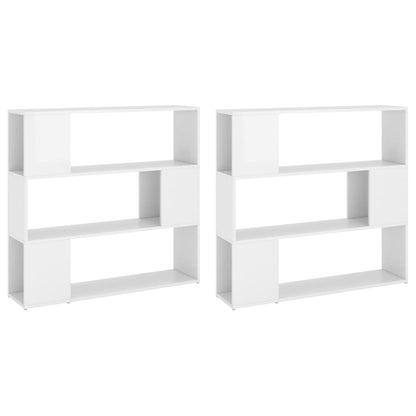 Bookcase room divider high gloss white 100x24x188 cm