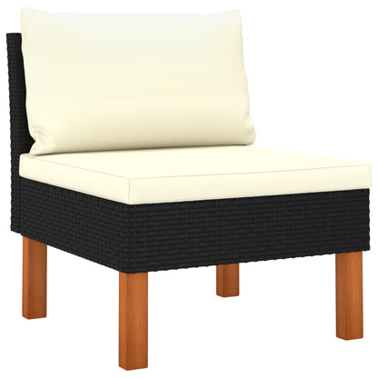 6-piece garden lounge set poly rattan eucalyptus wood black