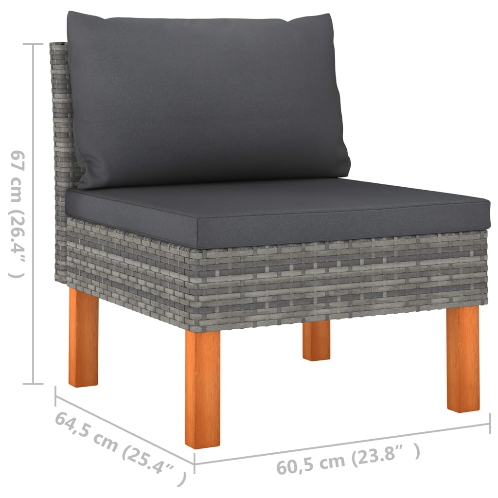 9-piece garden lounge set poly rattan and eucalyptus wood grey