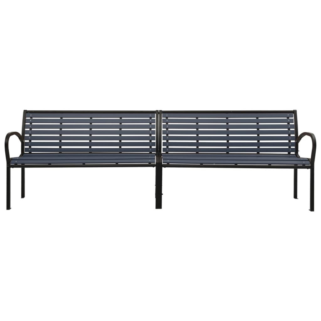 Double garden bench 251 cm steel and WPC black
