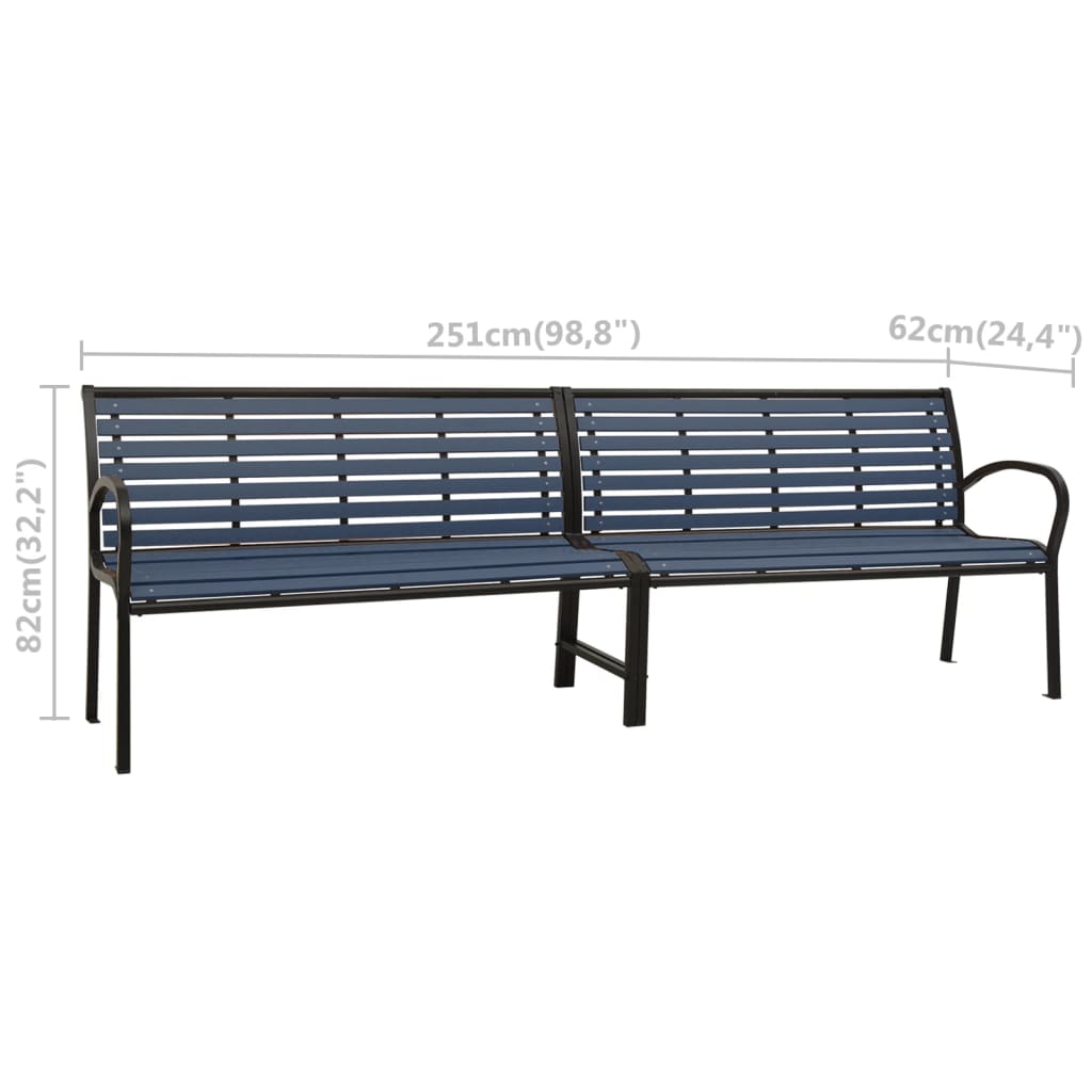 Double garden bench 251 cm steel and WPC black