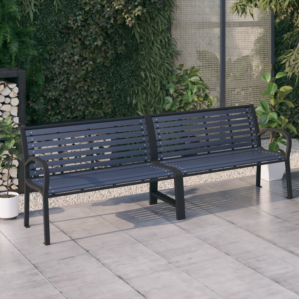 Double garden bench 251 cm steel and WPC black