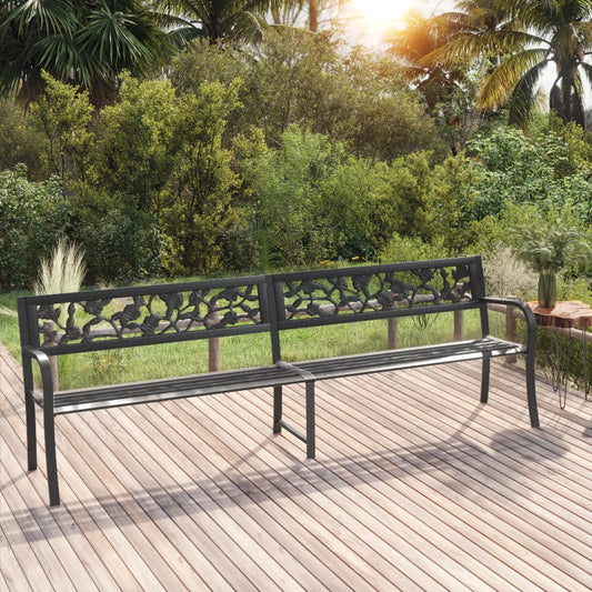 Double garden bench 246 cm black steel