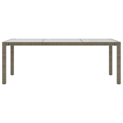 Gartentisch Grau 190x90x75 cm Hartglas und Poly Rattan
