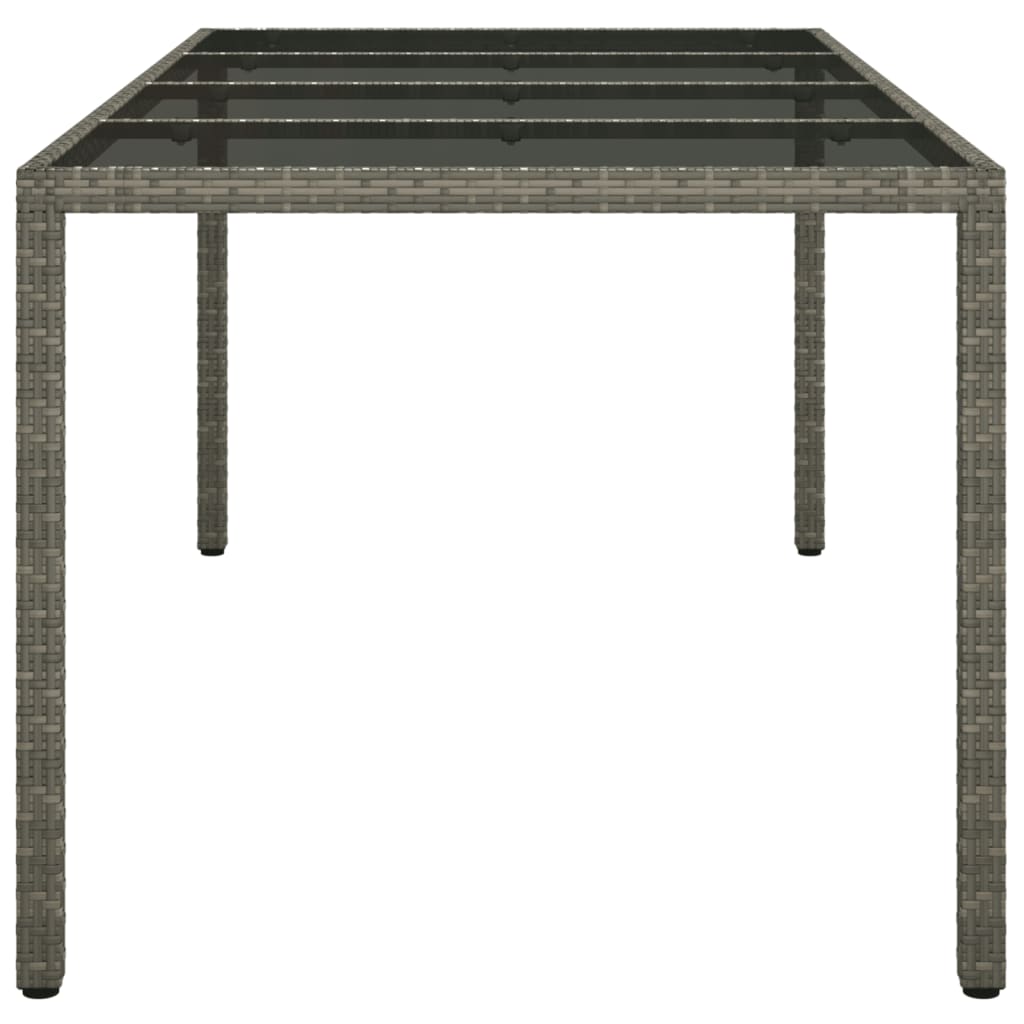 Gartentisch Grau 190x90x75 cm Gehärtetes Glas und Poly Rattan