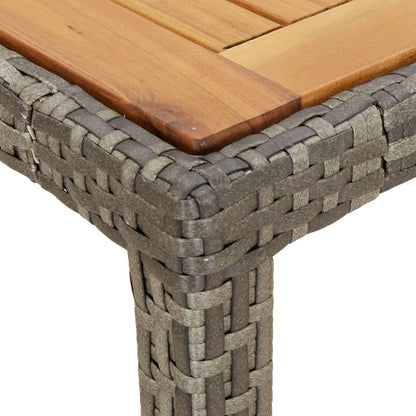 Gartentisch 190x90x75 cm Poly Rattan und Akazienholz Grau