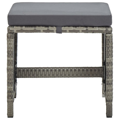 Garden stool 4 pcs. with seat cushion poly rattan grey