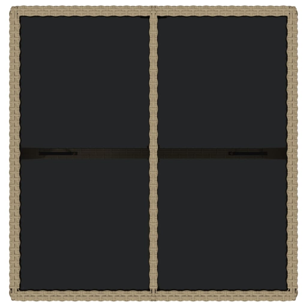 Gartentisch Beige 109x107x74 cm Poly Rattan und Glas