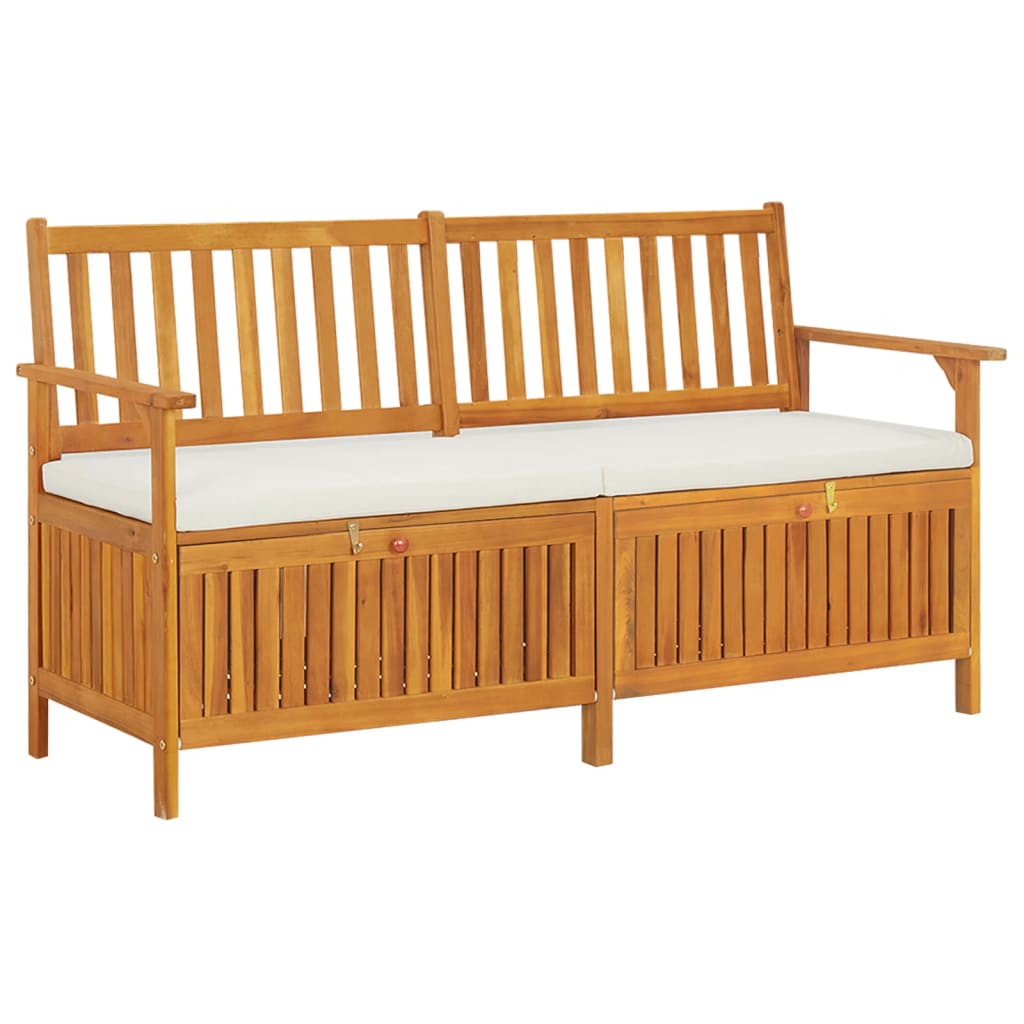 Chest bench with cushion 148 cm solid acacia wood