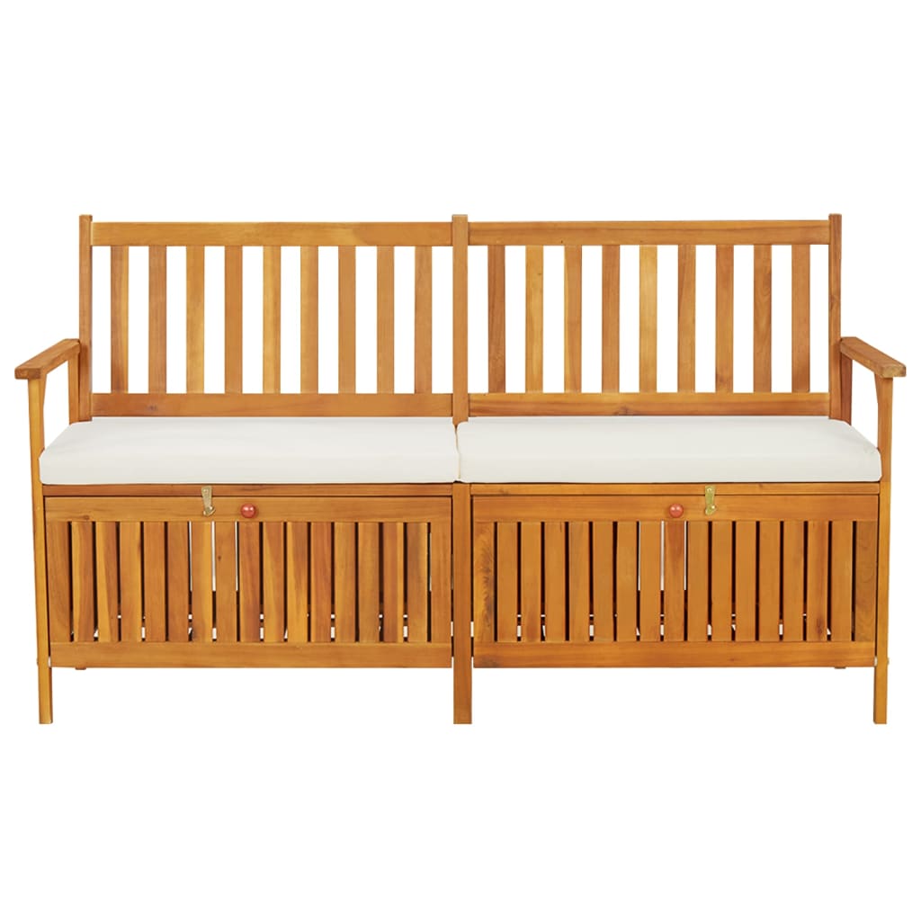 Chest bench with cushion 148 cm solid acacia wood