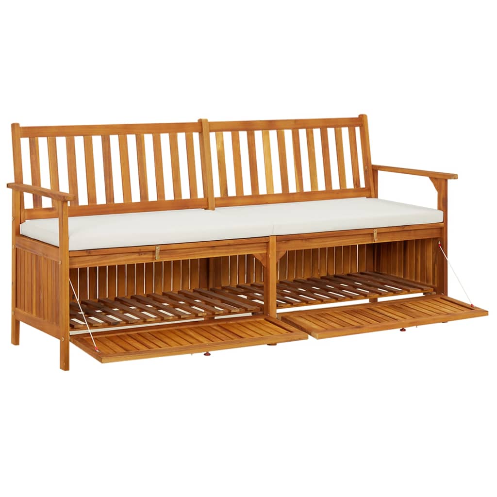 Chest bench with cushion 170 cm solid acacia wood