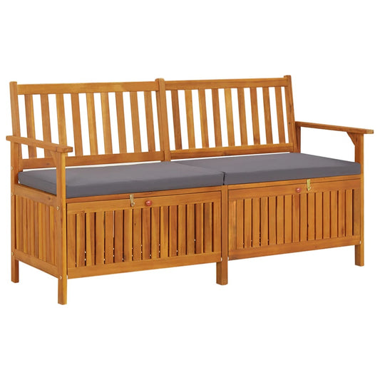 Chest bench with cushion 148 cm solid acacia wood