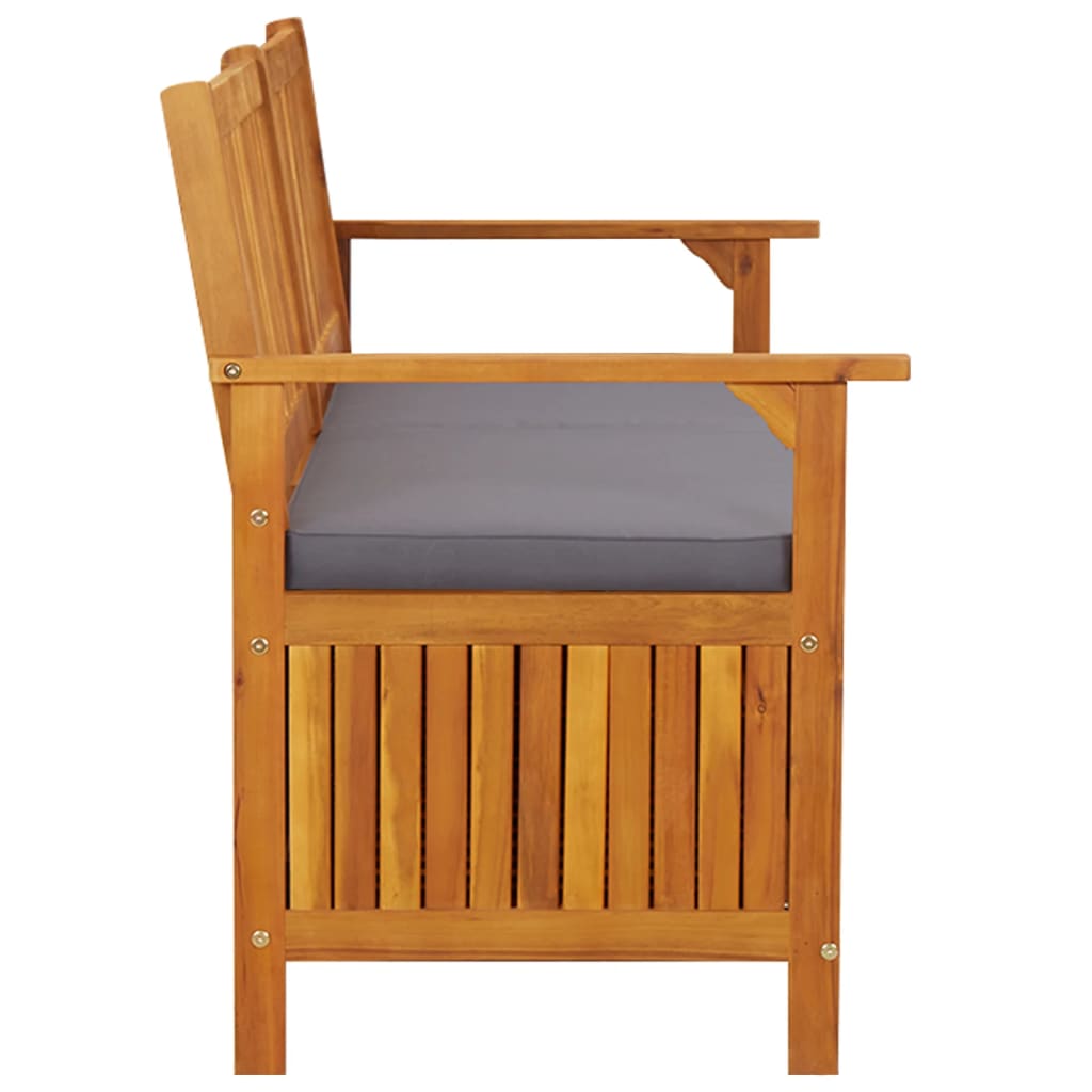 Chest bench with cushion 148 cm solid acacia wood
