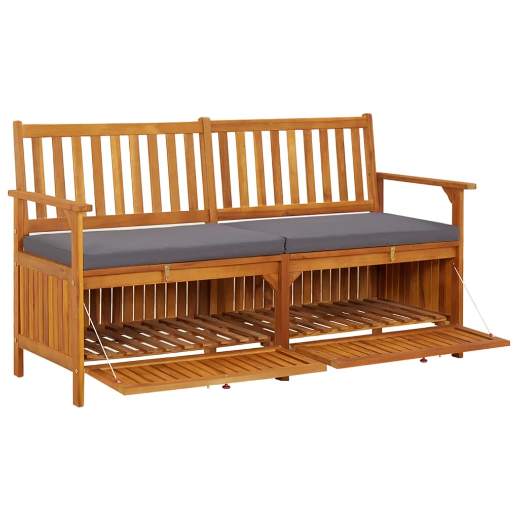 Chest bench with cushion 148 cm solid acacia wood
