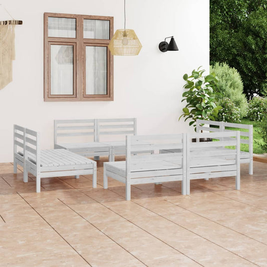 8-piece garden lounge set white pine solid wood
