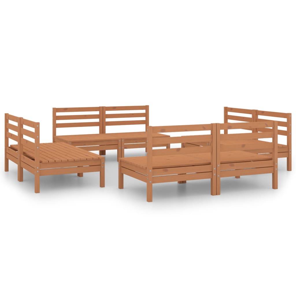 8-piece garden lounge set honey brown solid pine