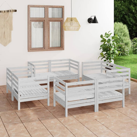 8-piece garden lounge set white pine solid wood
